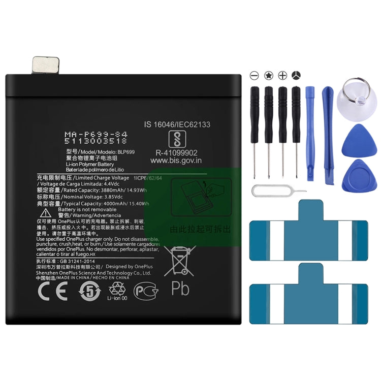 Batteria ai polimeri di litio BLP699 da 4000 mAh per OnePlus 7 Pro, For OnePlus 7 Pro Batteria ai polimeri di litio BLP699 da 4000 mAh per OnePlus 7 Pro, For OnePlus 7 Pro